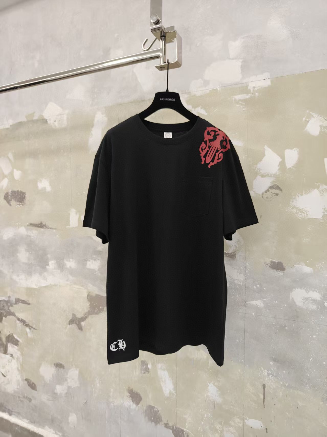 T shirt chrome noir et orange