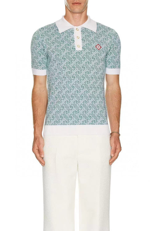 Casa B - Polo Jacquard Colonne verde