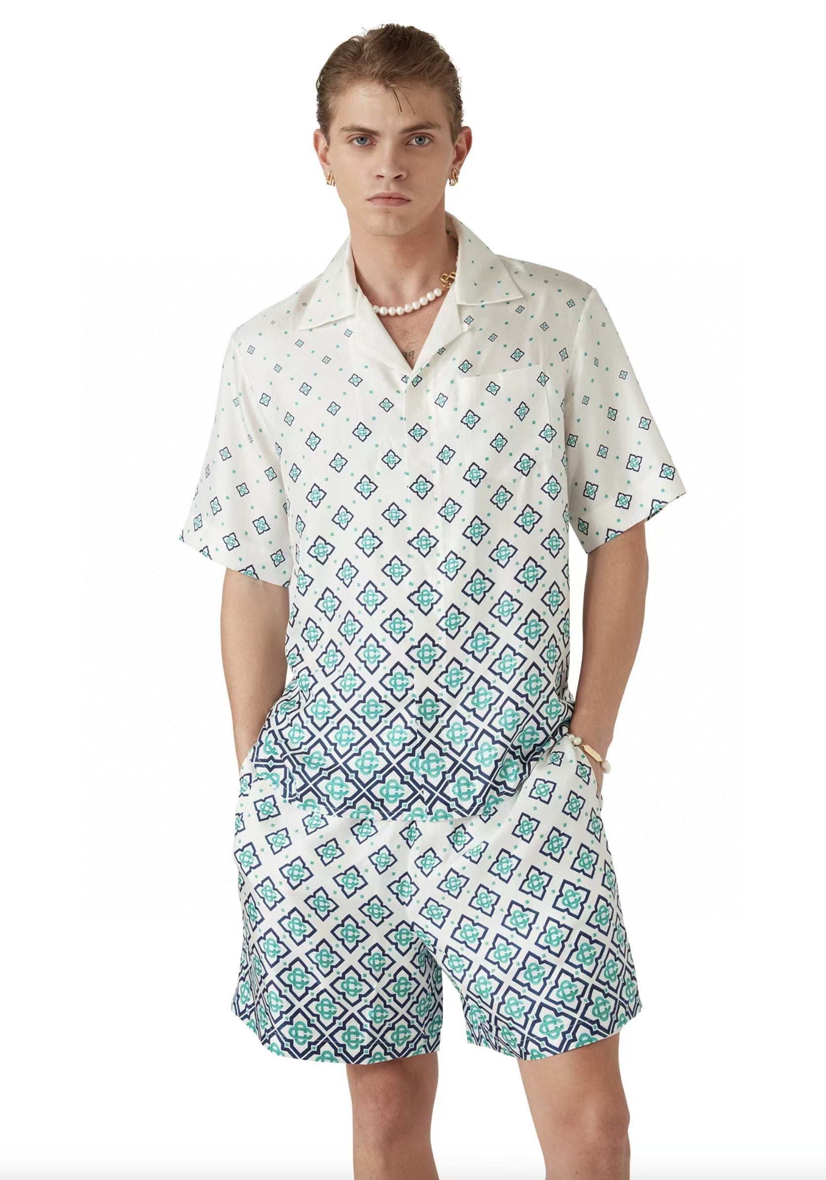 Casa B - Chemise à Manche courte soie Gradient Monogram