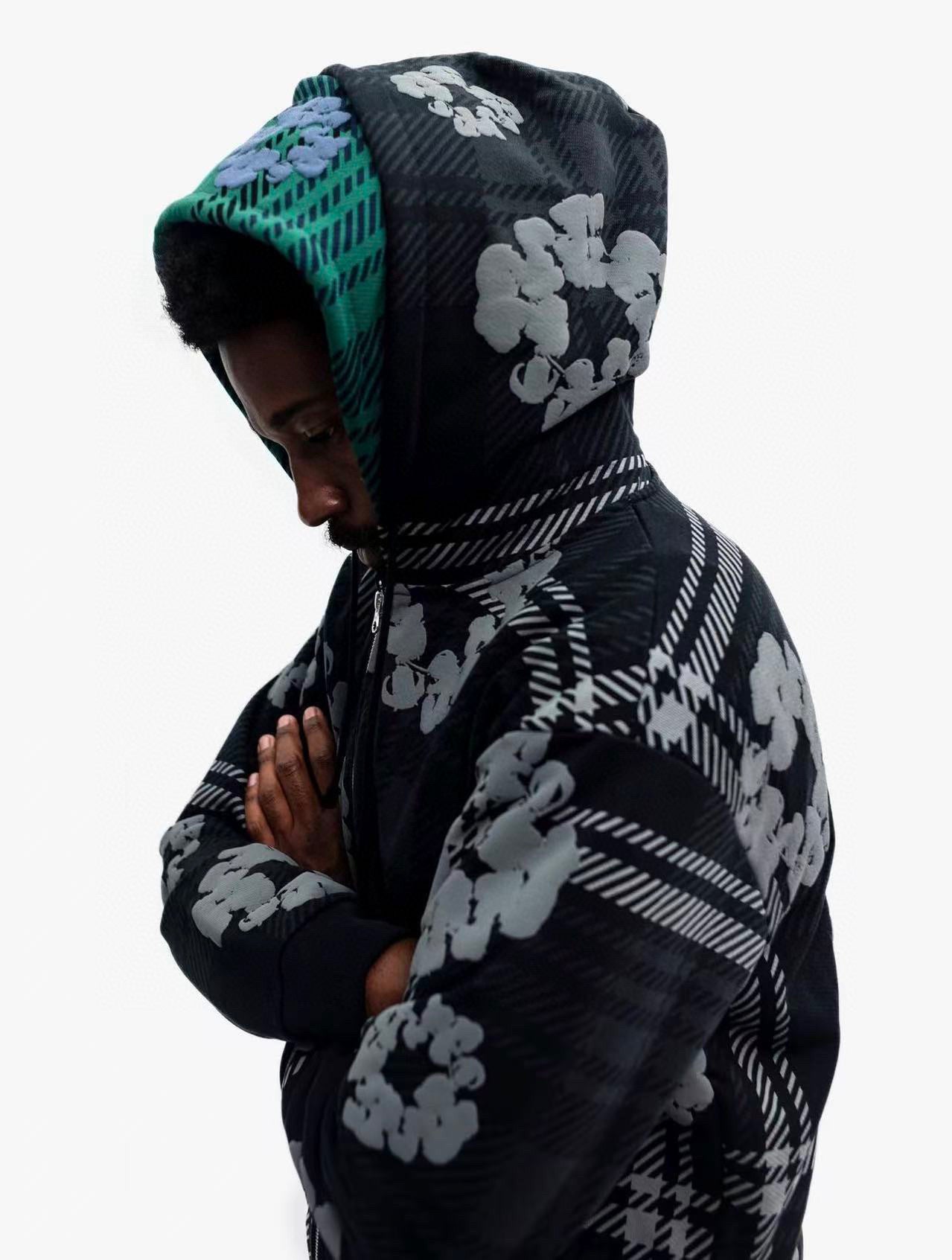 Pull Zippé à motif DT TEARS NOIR