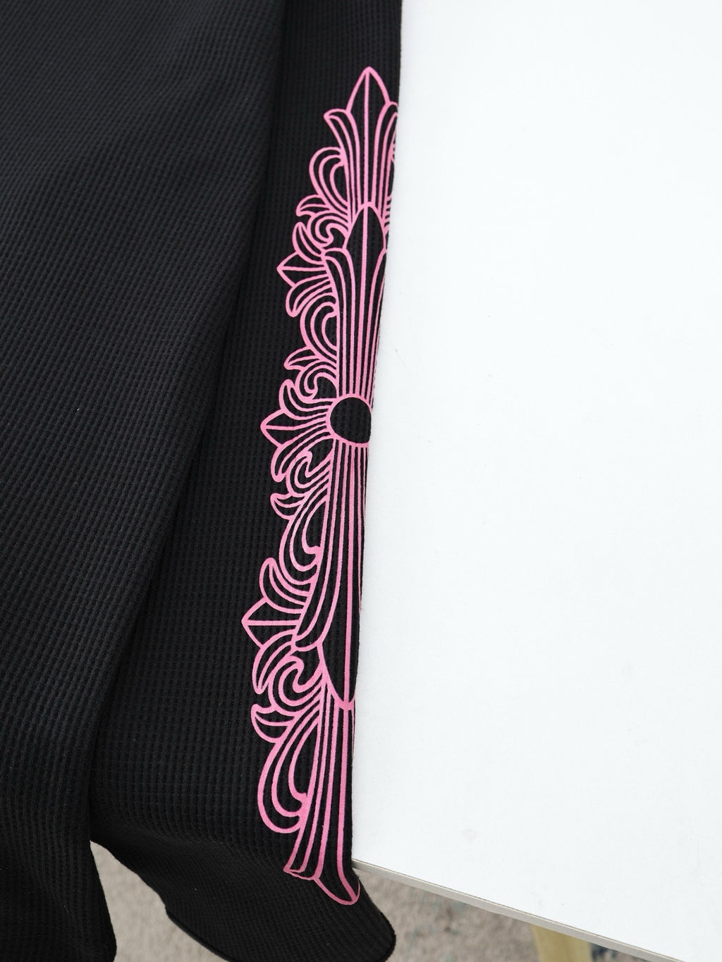 Long sleeves chrome mailles gaufré rose