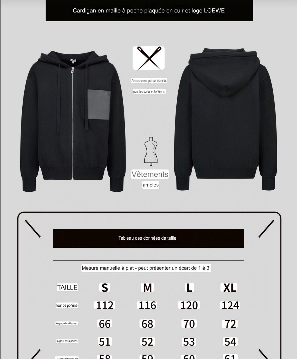 Cardigan en maille à poche plaquée en cuir et logo Loew