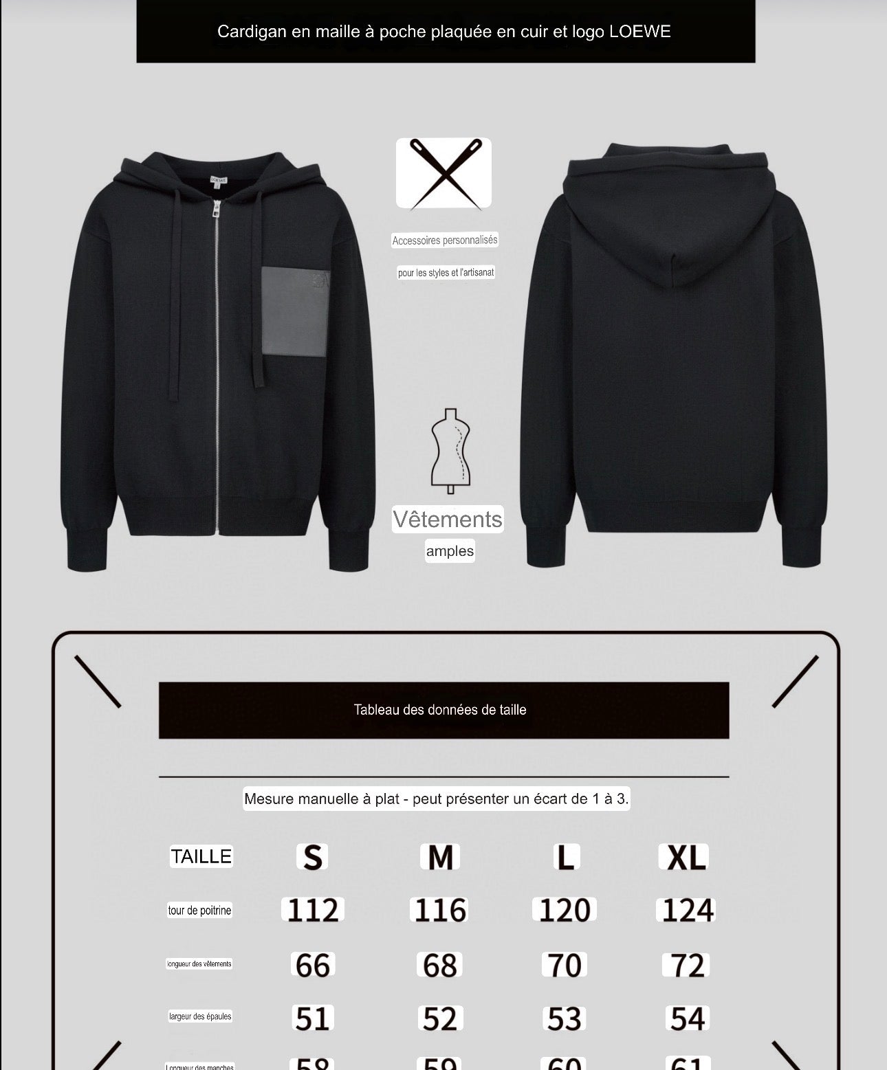 Cardigan en maille à poche plaquée en cuir et logo Loew