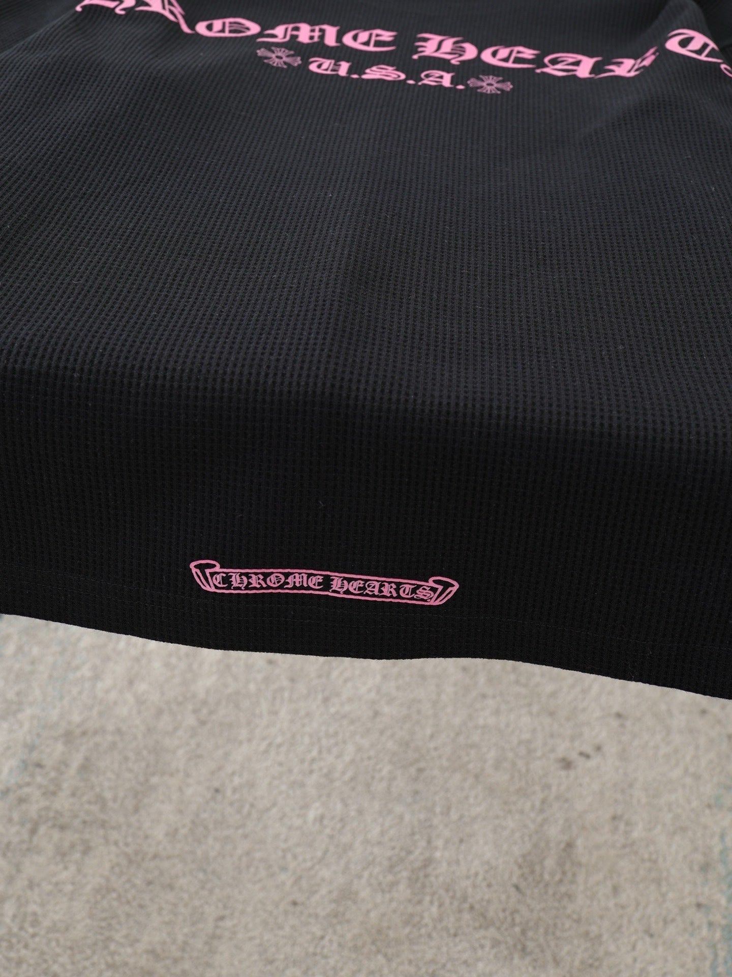 Long sleeves chrome mailles gaufré rose