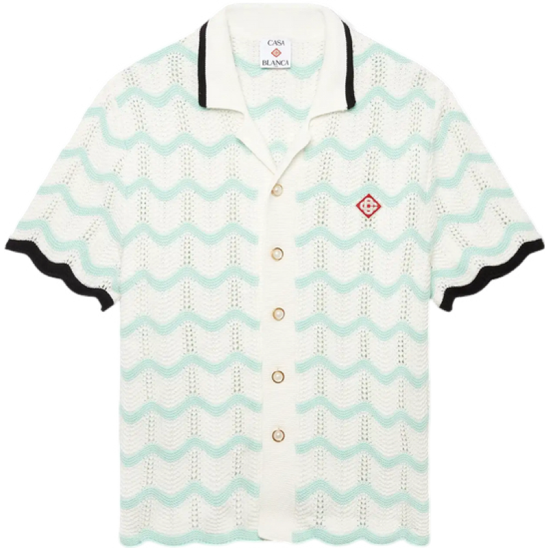 Casa B CHEMISE À MANCHES COURTES EN COTON CROCHETÉ GRADIENT WAVE