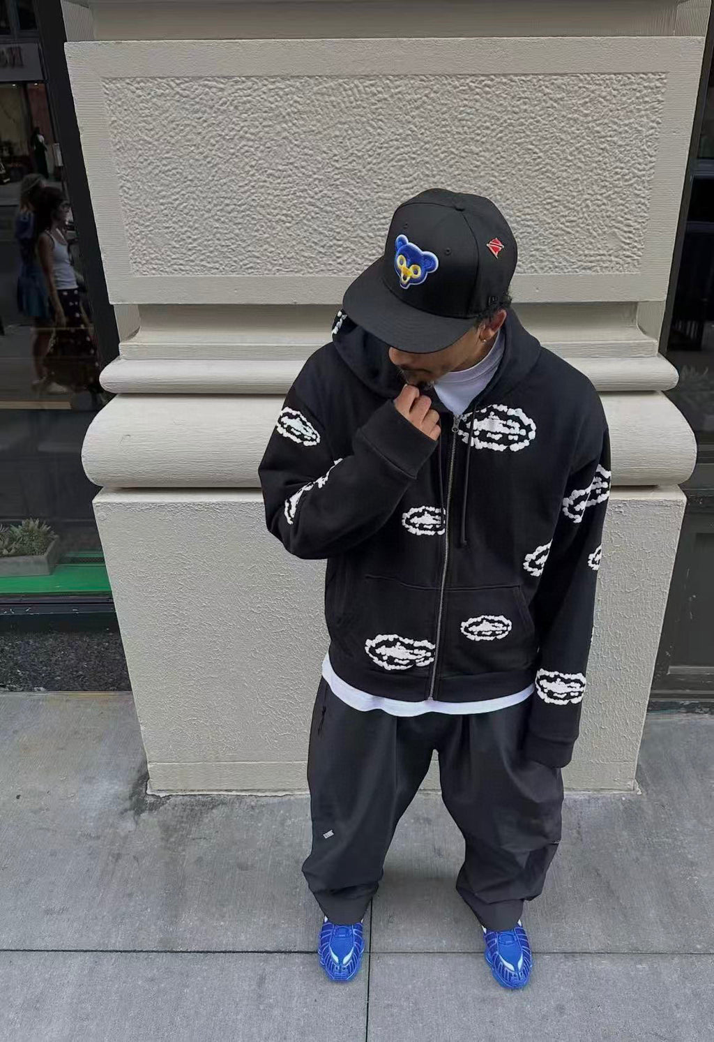 Pull Zippé à motif DT TEARS NOIR