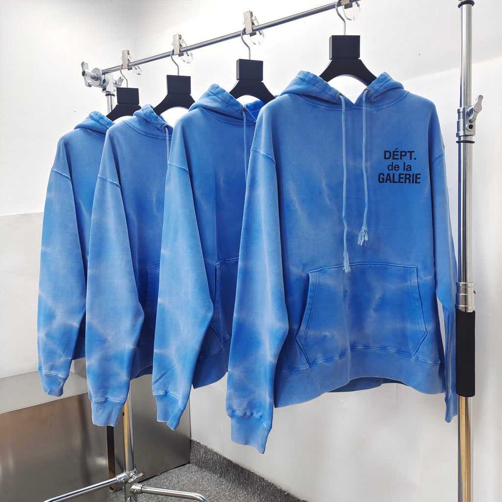 Sweat à capuche lettre Hill bleu