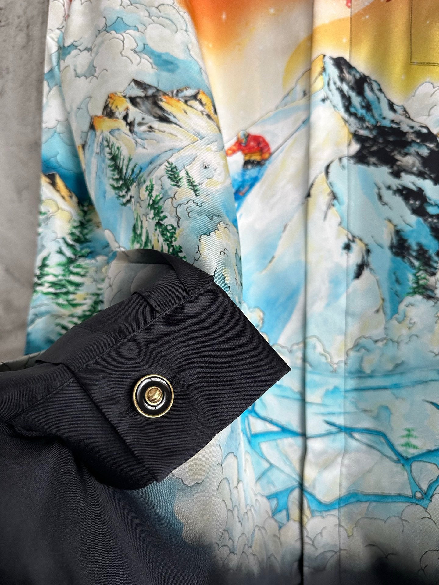 Casa B Chemise en soie à Motif scène de ski