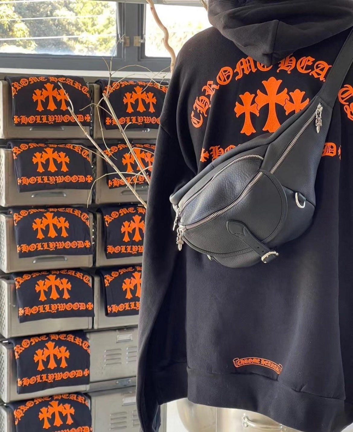 Sweat chrome noir / Orange Citrouille