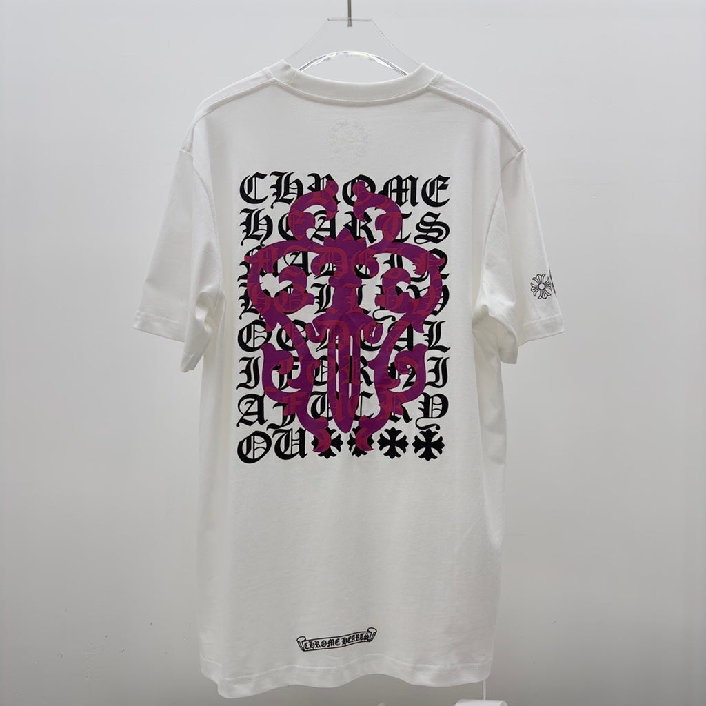 T shirt Chrome Logo Rose / White