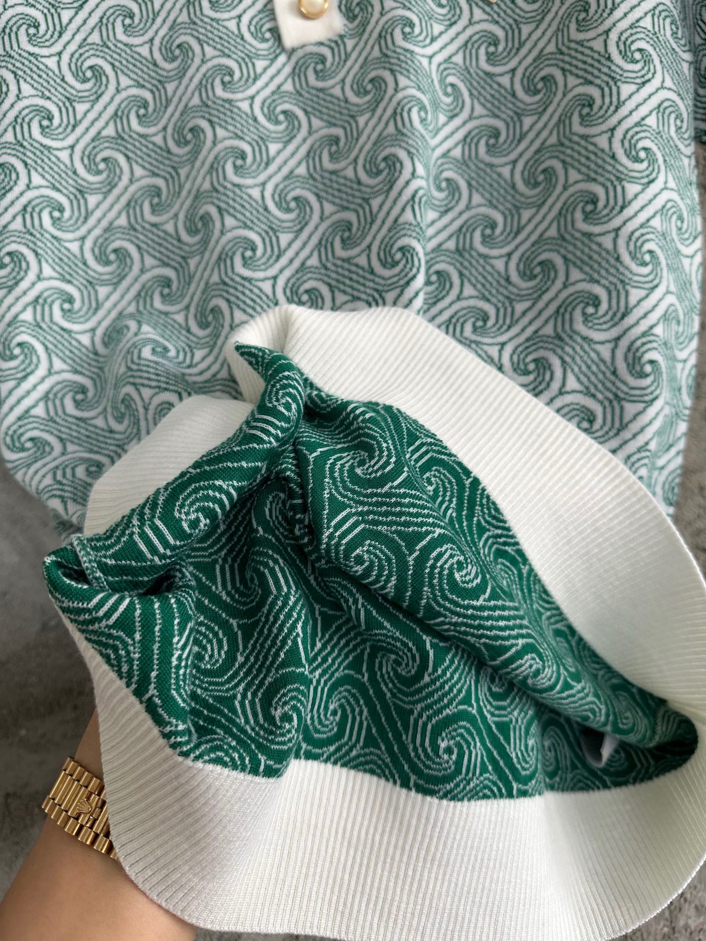 Casa B - Polo Jacquard Colonne verde