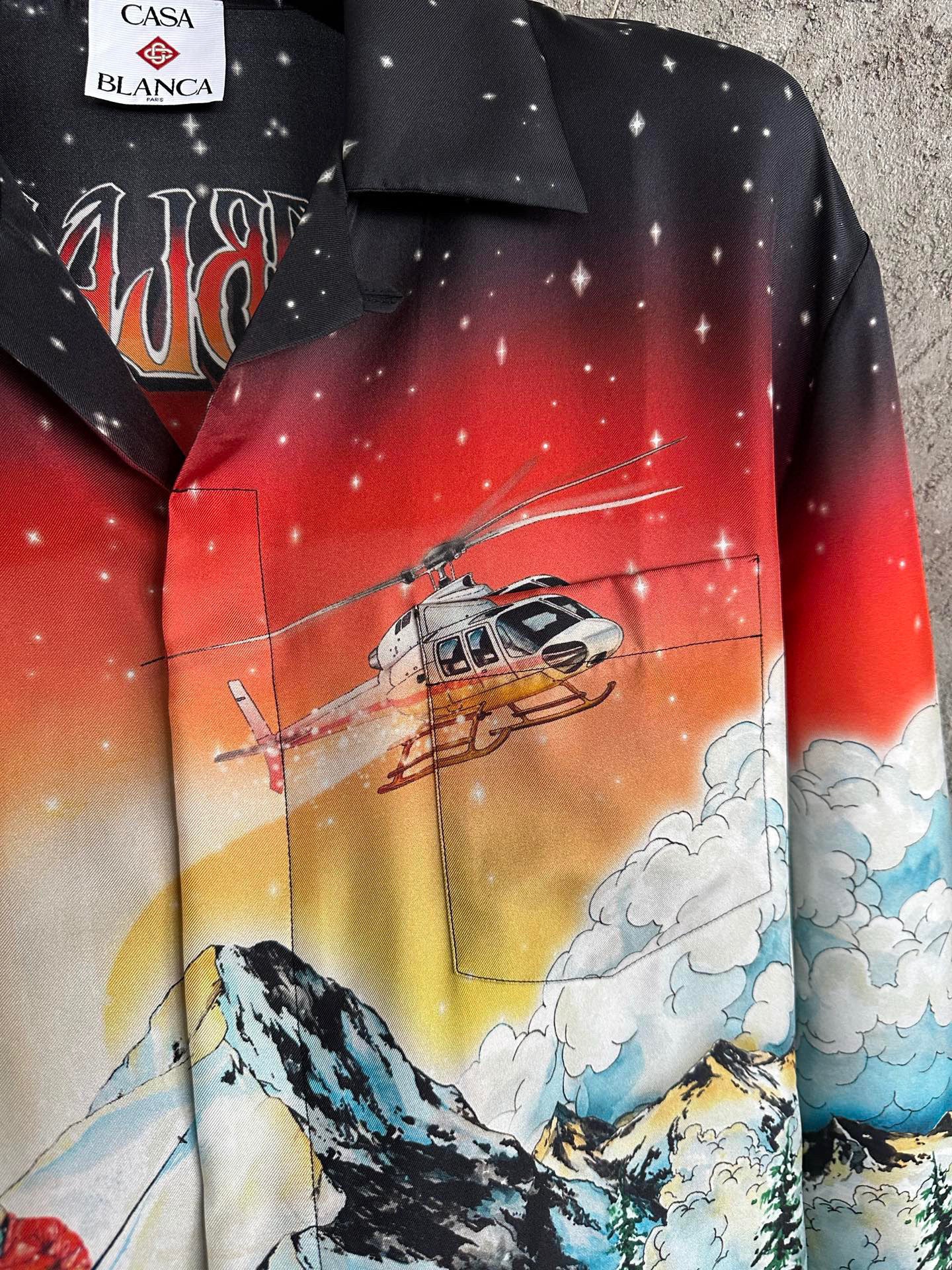 Casa B Chemise en soie à Motif scène de ski