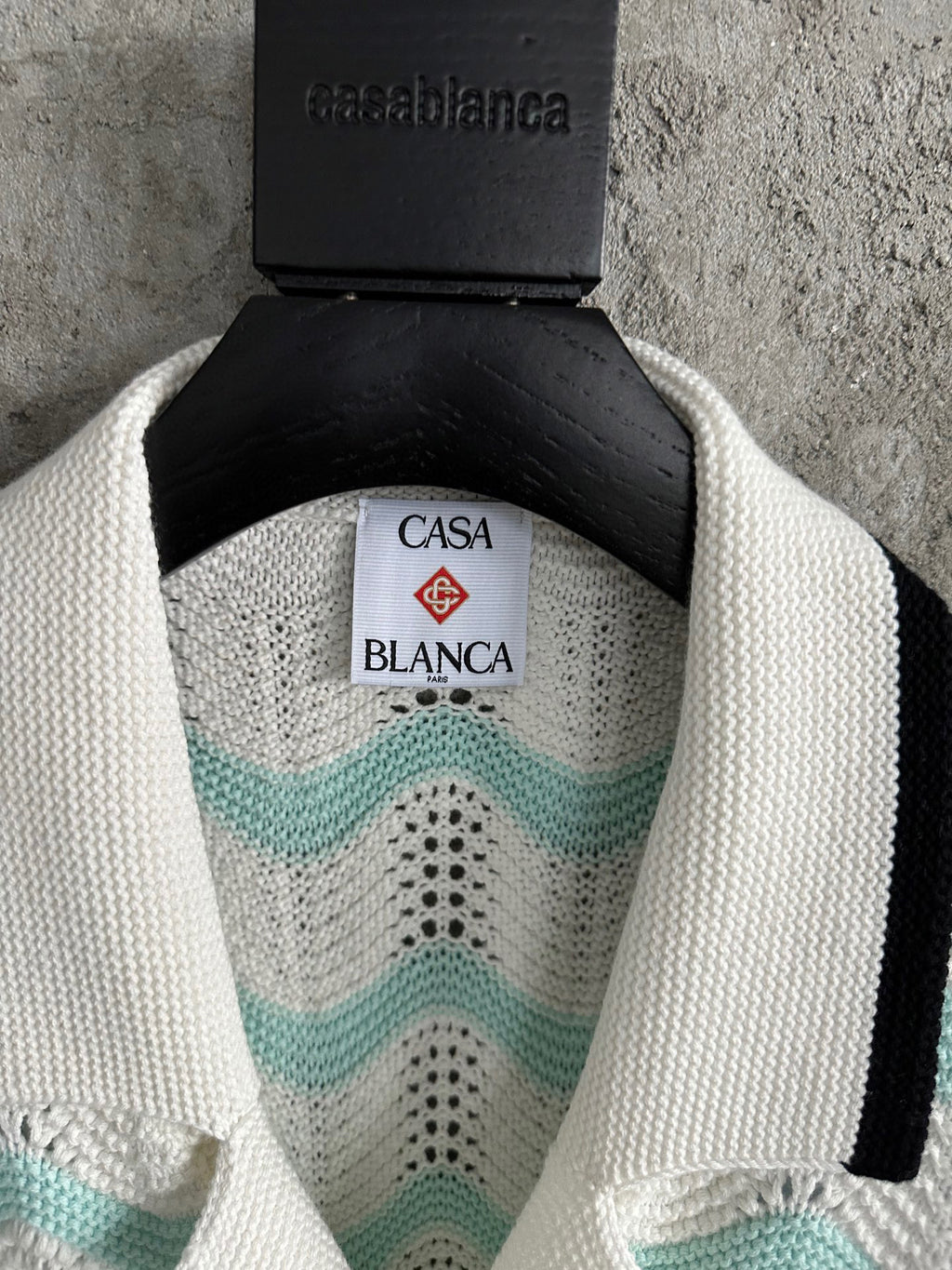 Casa B CHEMISE À MANCHES COURTES EN COTON CROCHETÉ GRADIENT WAVE