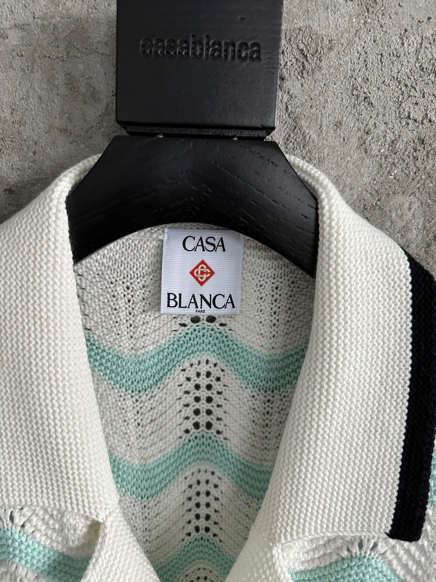 Casa B CHEMISE À MANCHES COURTES EN COTON CROCHETÉ GRADIENT WAVE