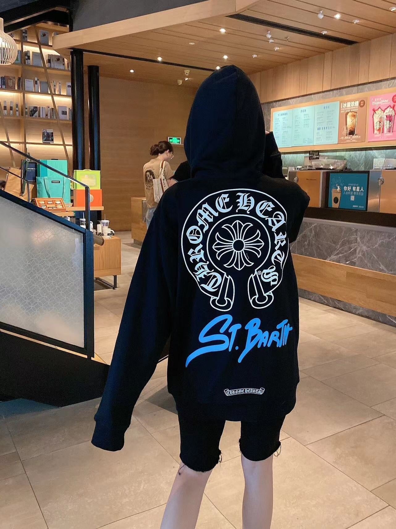 Sweat chrome noir SAINT BARTH BABY BLUE