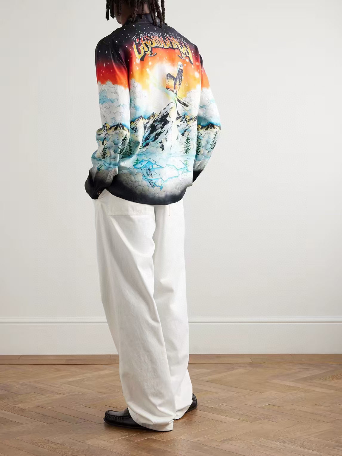 Casa B Chemise en soie à Motif scène de ski