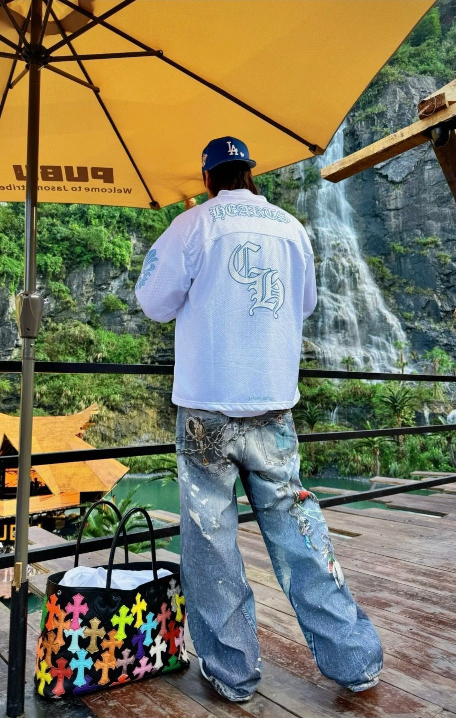 T shirt Chrome white & Blue