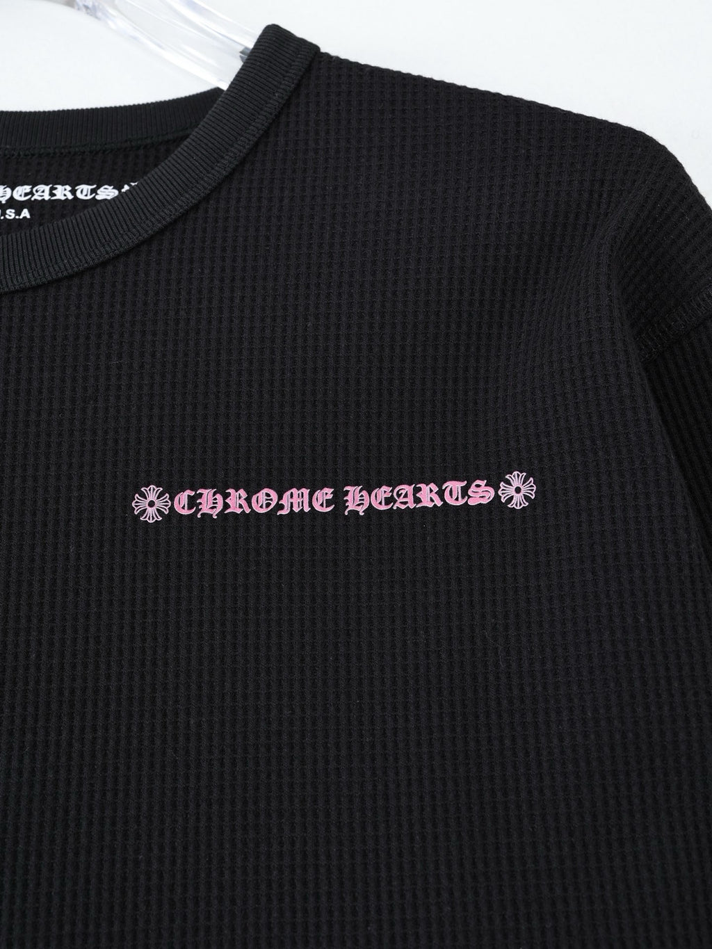 Long sleeves chrome mailles gaufré rose