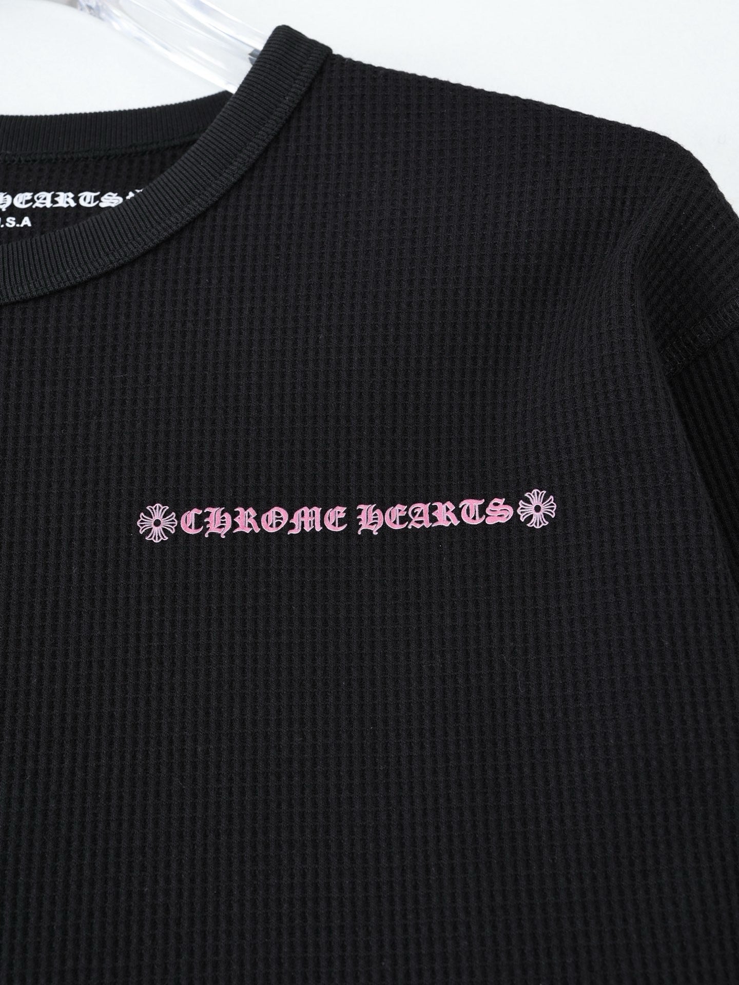 Long sleeves chrome mailles gaufré rose