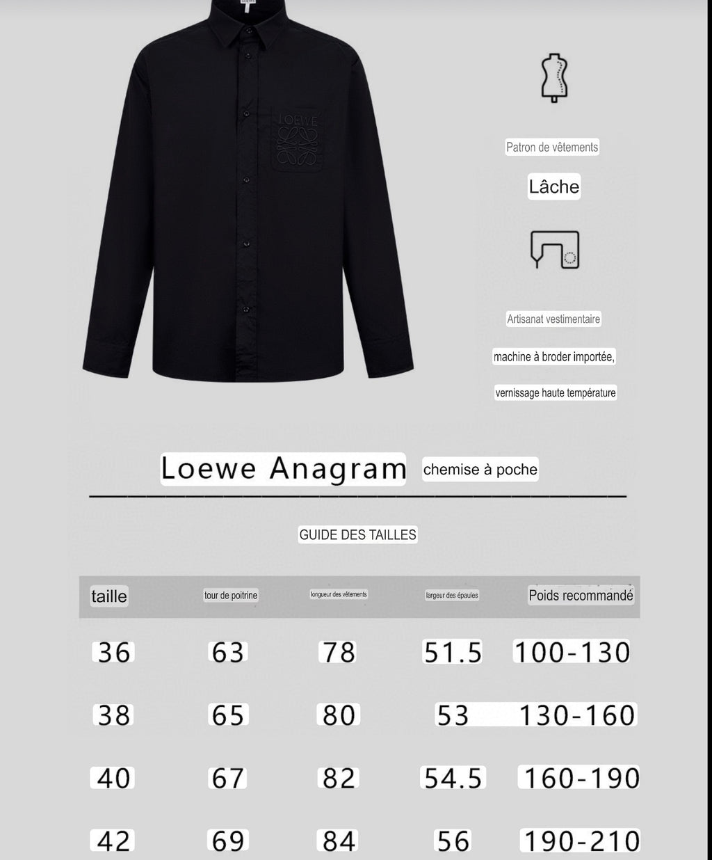 Chemise Anagramme Loew 10/10 Noir