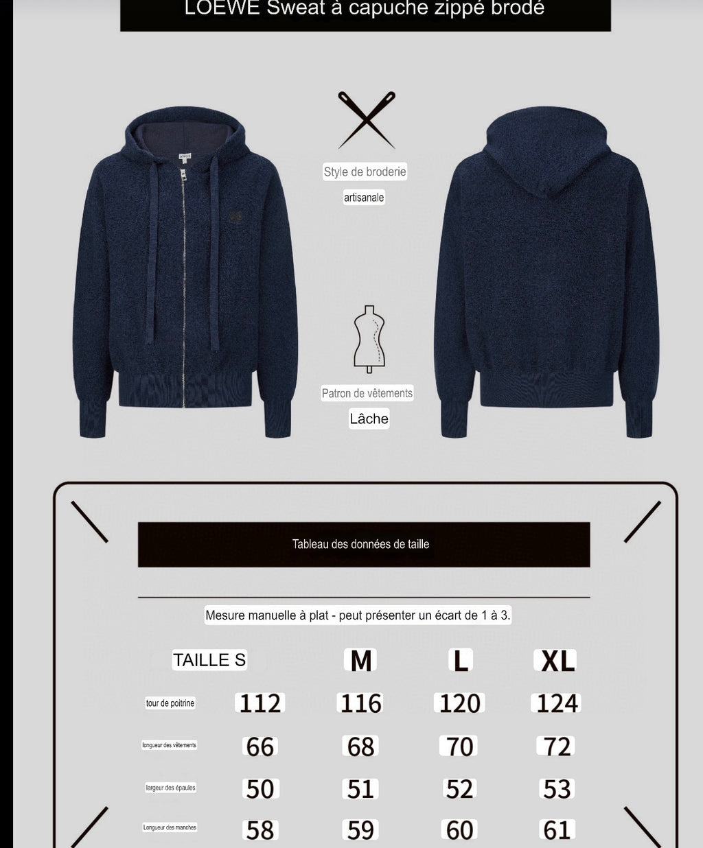 Sweat shirt zippé Anagram Bleu Loew