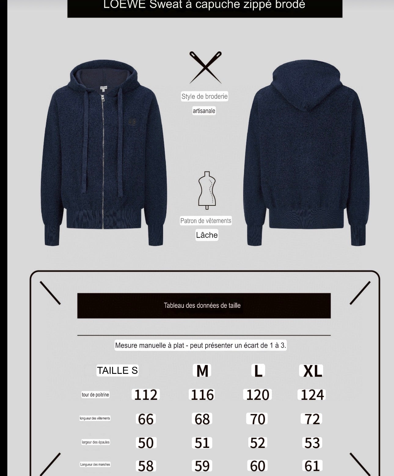 Sweat shirt zippé Anagram Bleu Loew