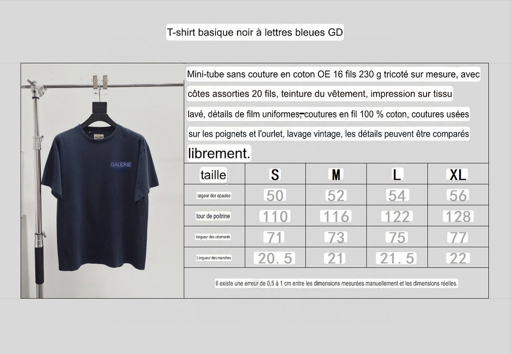 T shirt Gallery blue / black basique