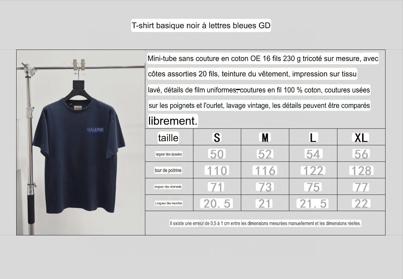 T shirt Gallery blue / black basique