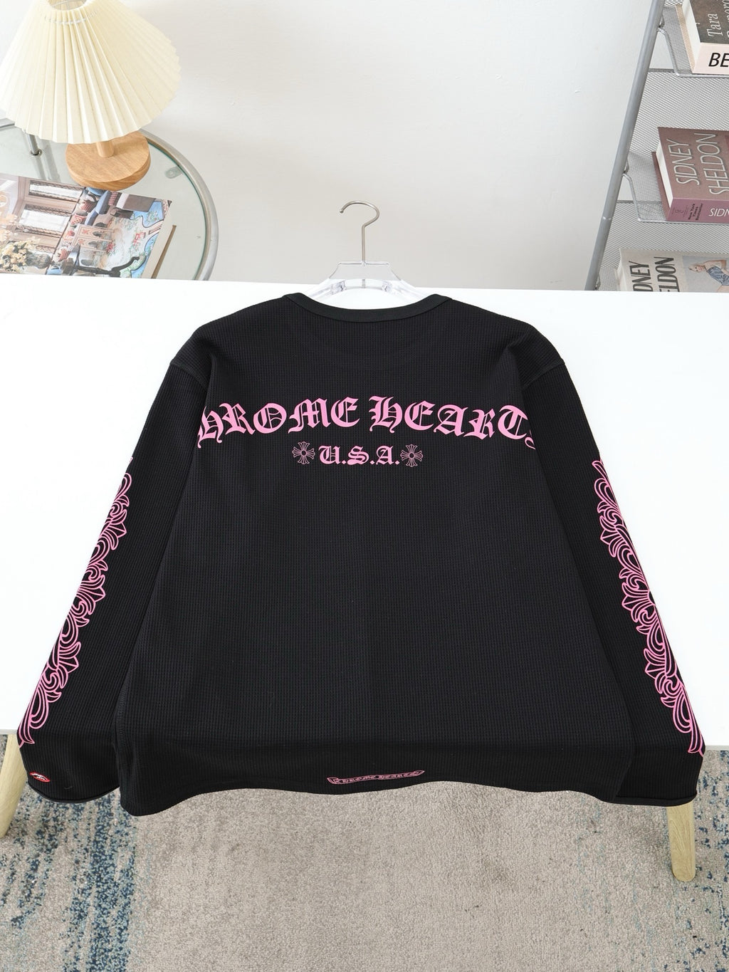 Long sleeves chrome mailles gaufré rose
