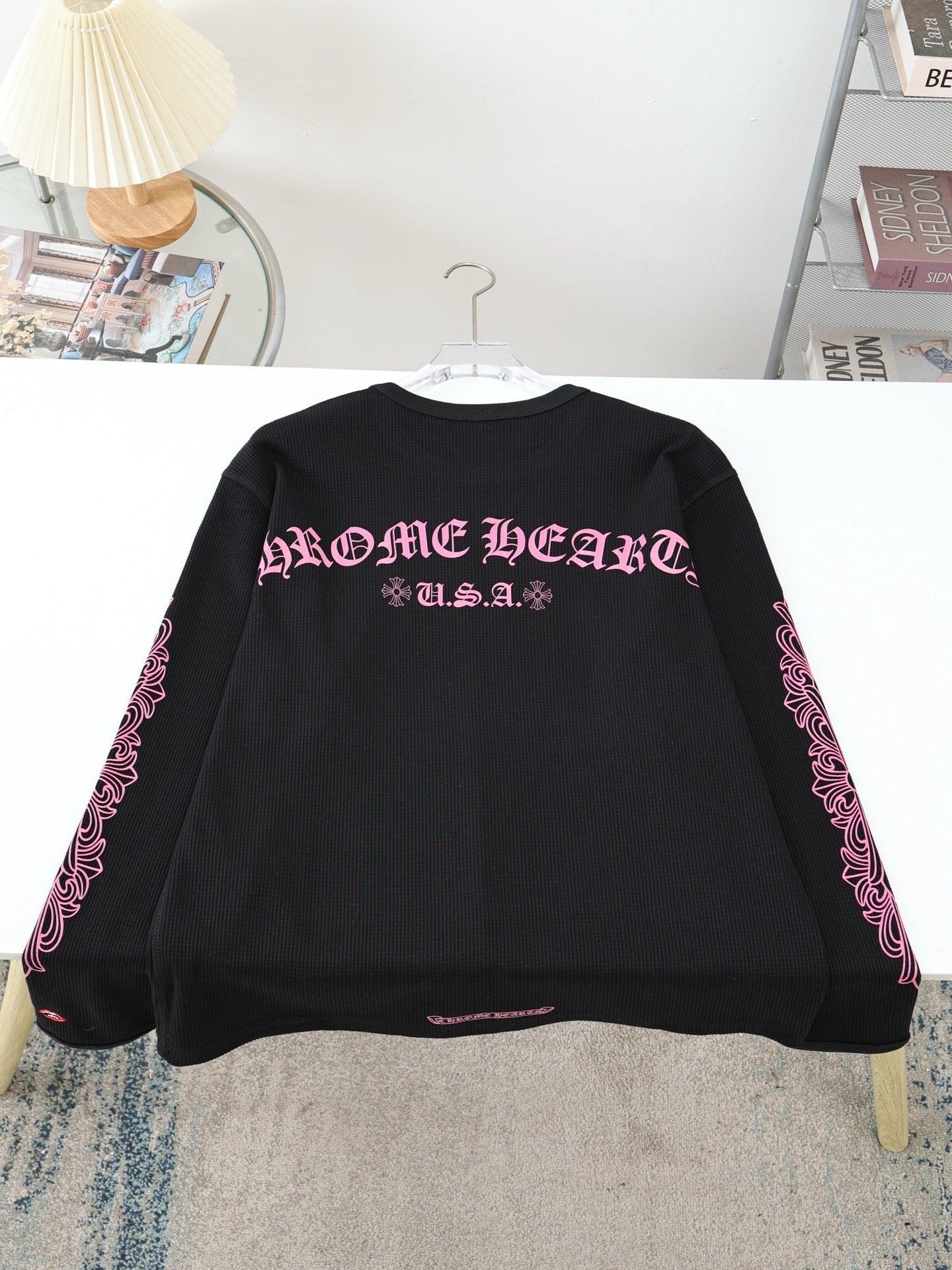 Long sleeves chrome mailles gaufré rose