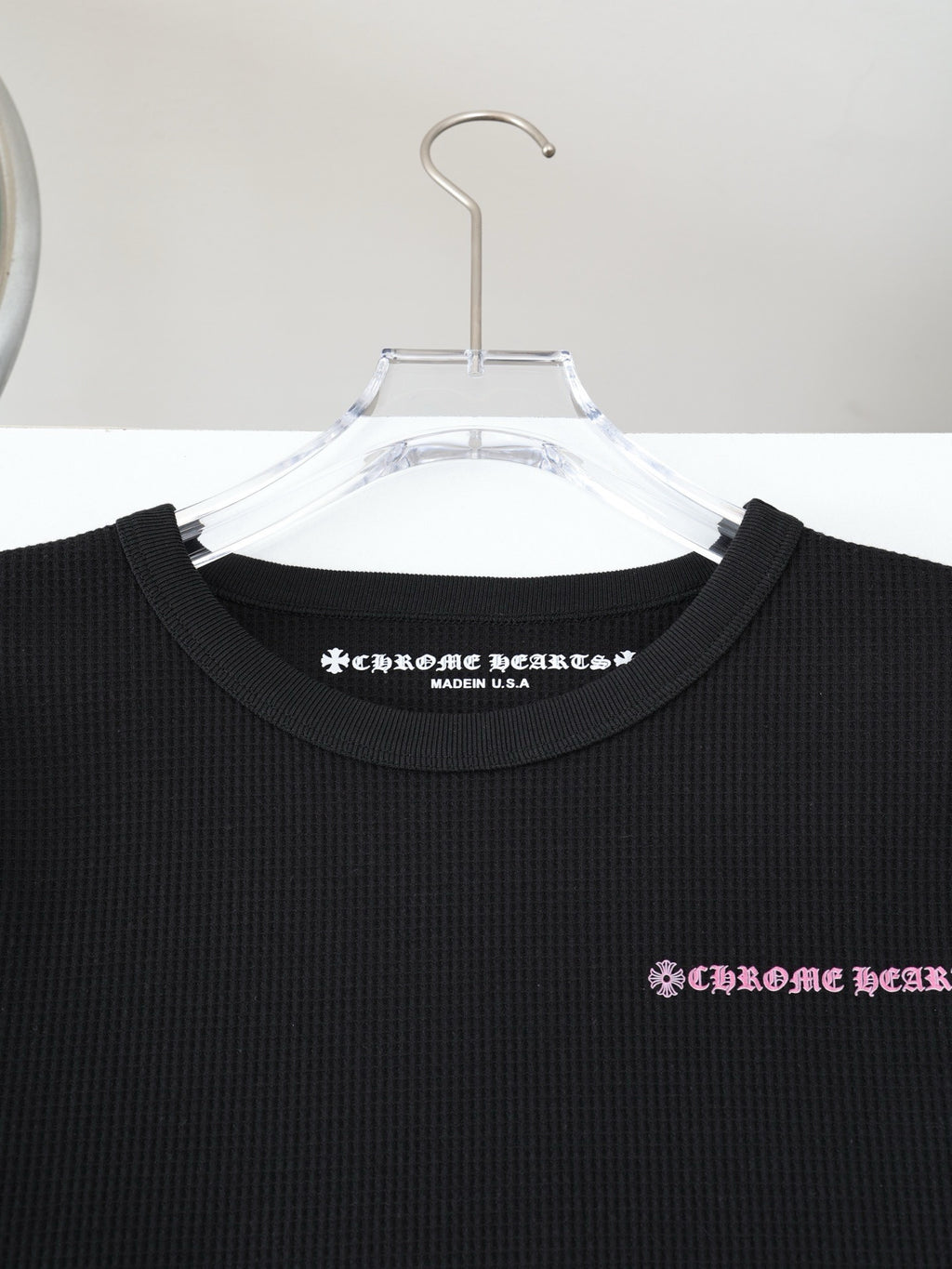 Long sleeves chrome mailles gaufré rose