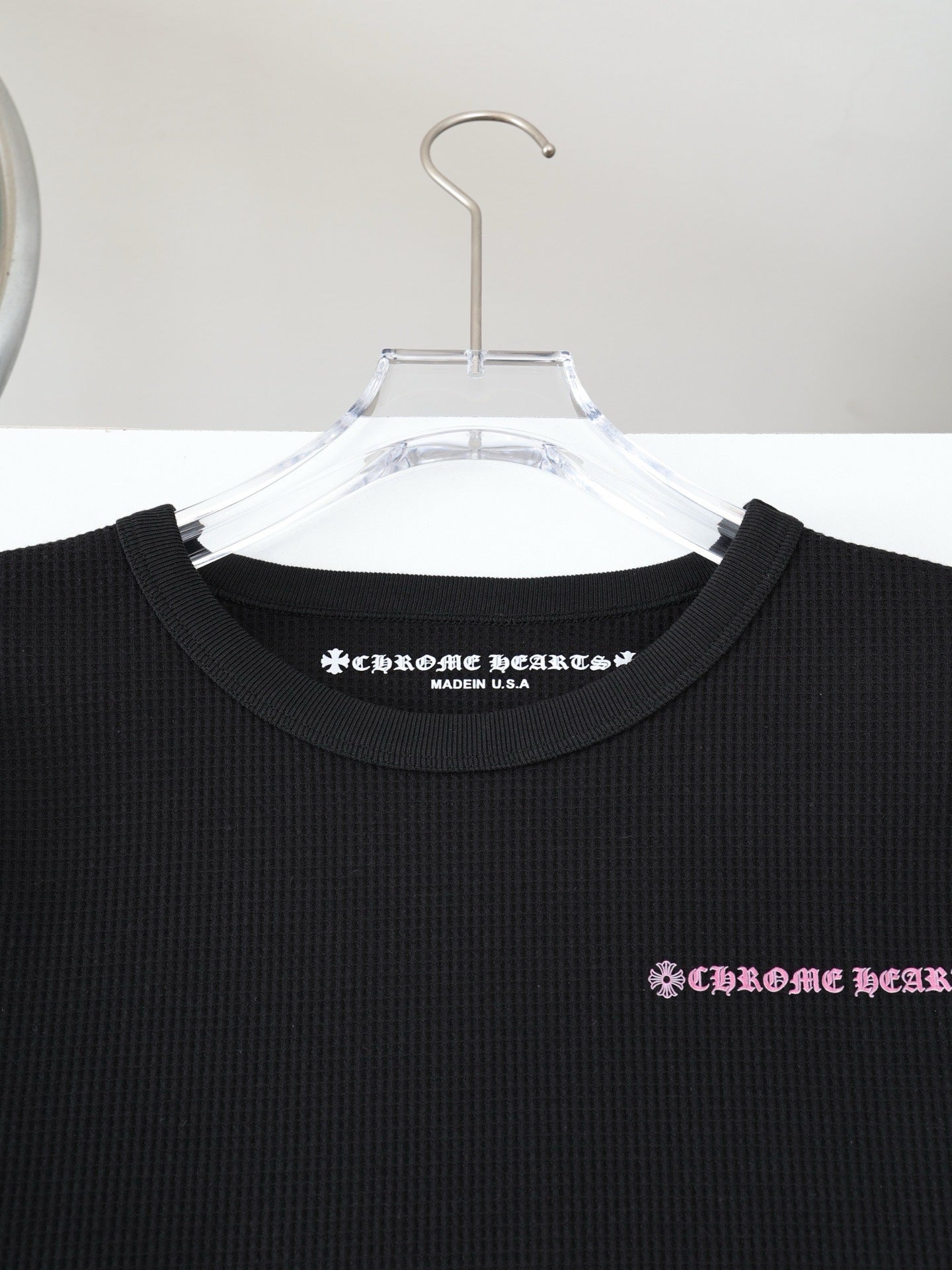 Long sleeves chrome mailles gaufré rose