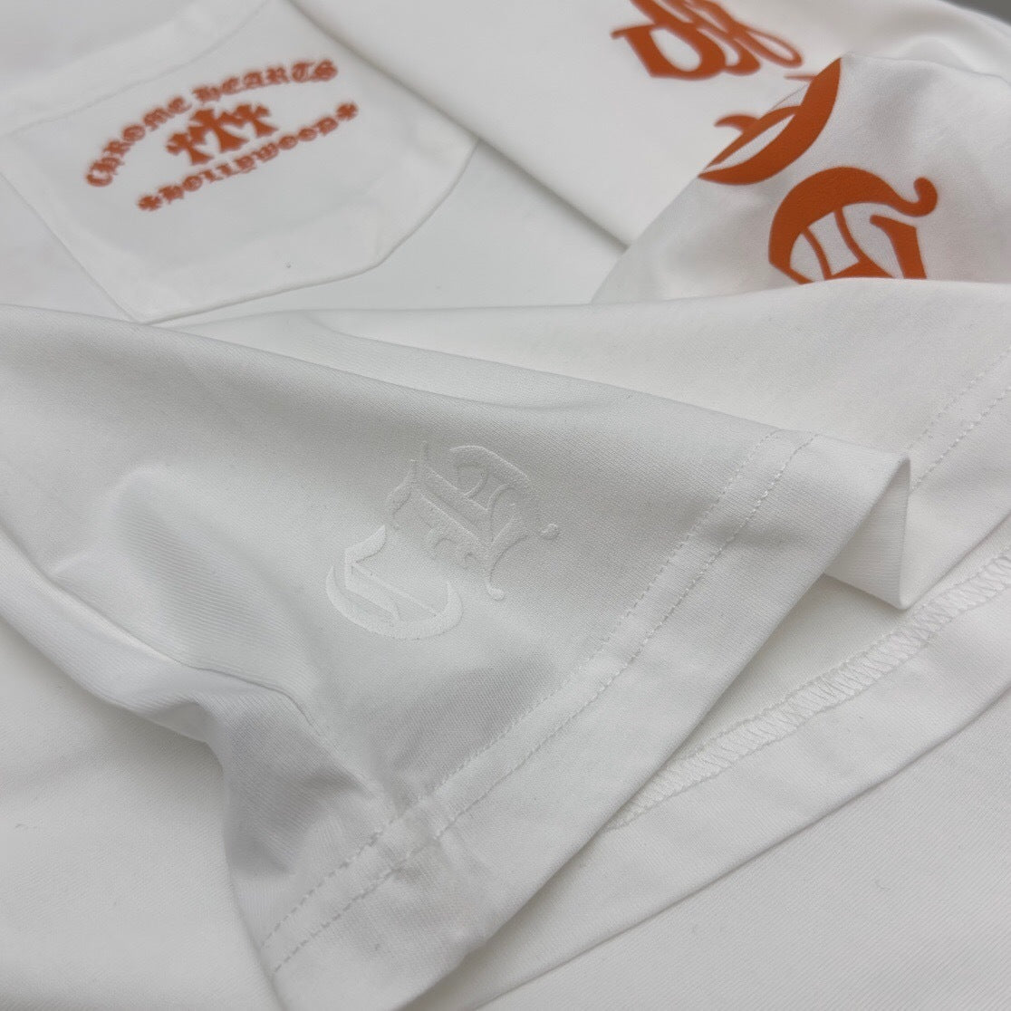 T shirt  Chrome White / Orange  sleeve