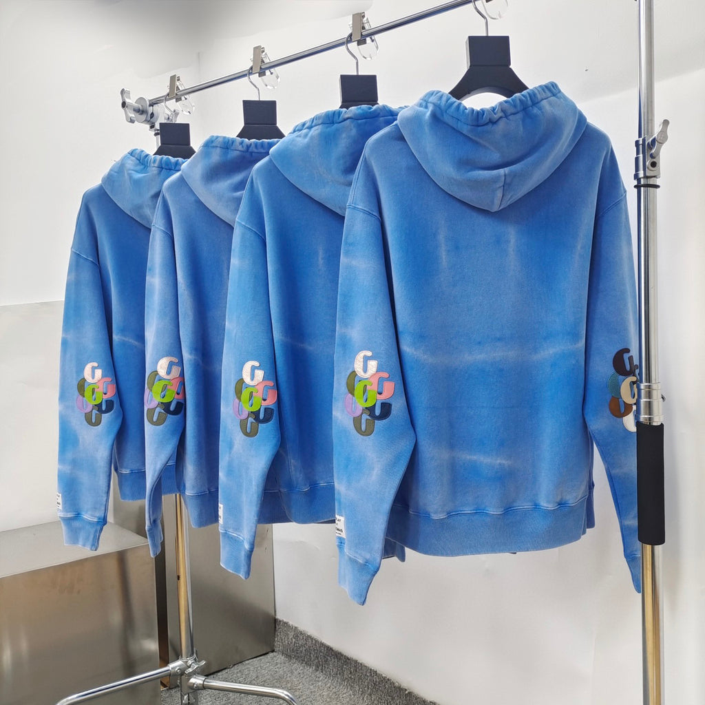 Sweat à capuche lettre Hill bleu