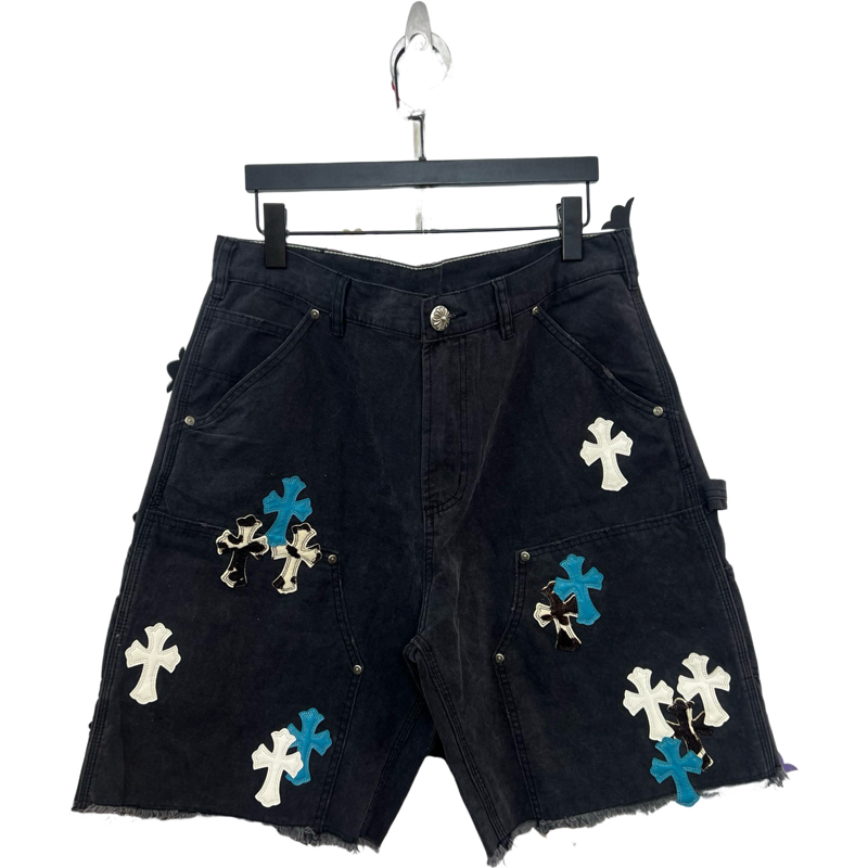 Short Jean Chrome noir / bleu