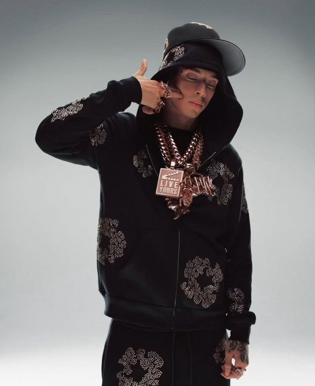 Gilet zippé D.tears black & white brillant