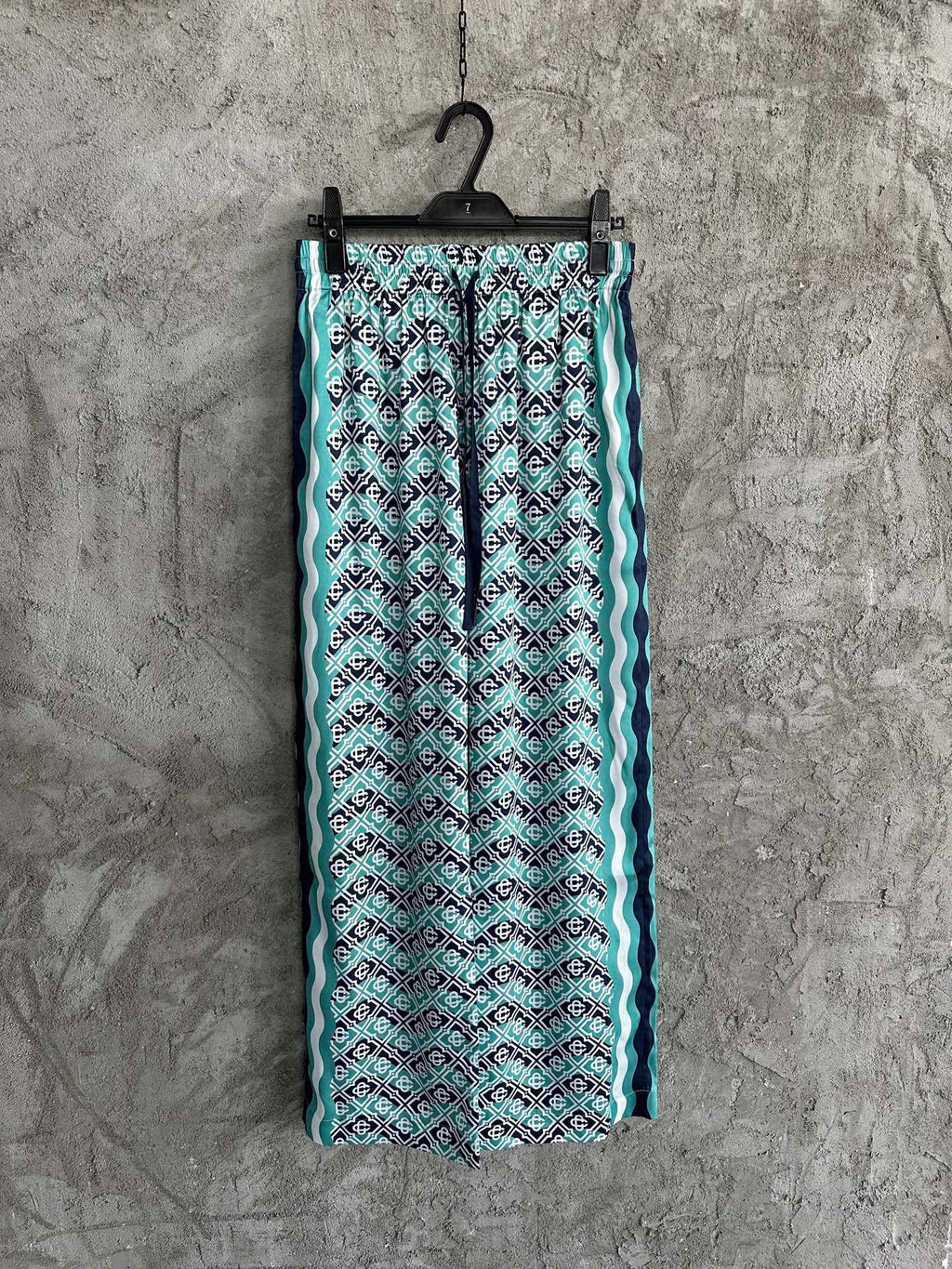 Casa B Exclusive MONOGRAM WAVE SILK PANTS