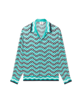 Casa B Exclusive MONOGRAM WAVE LONG SLEEVE SILK SHIRT