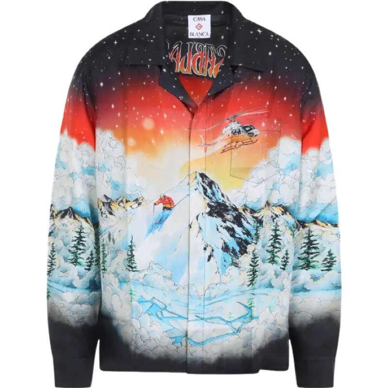 Casa B Chemise en soie à Motif scène de ski