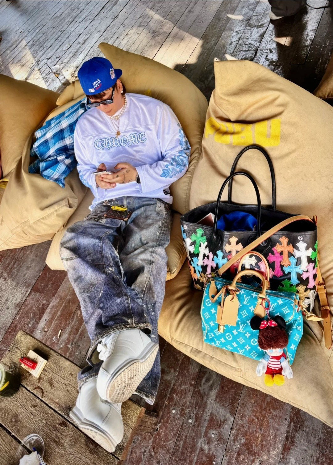 T shirt Chrome white & Blue