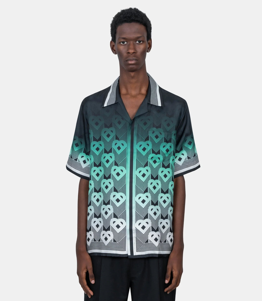 Casa B Chemise en soie à motif Monogrammé Vert