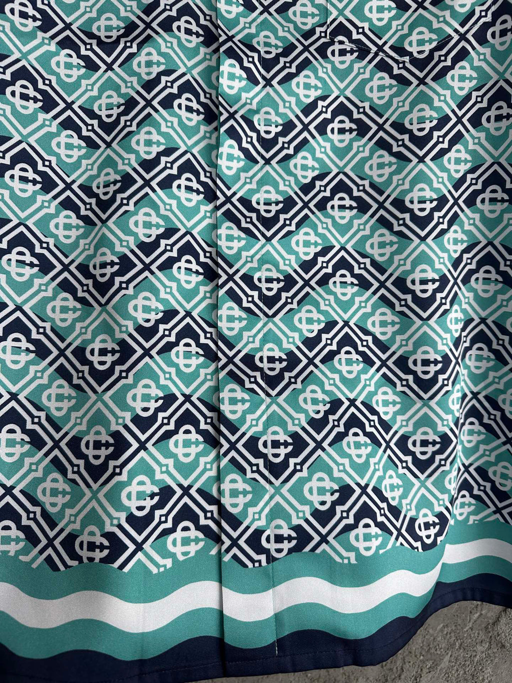 Casa B Exclusive MONOGRAM WAVE LONG SLEEVE SILK SHIRT