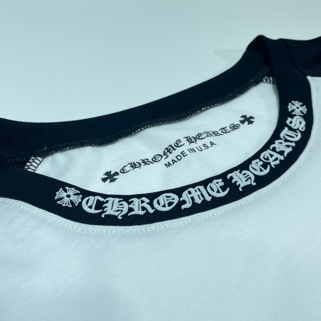 T shirt  Chrome white  black   sleeve