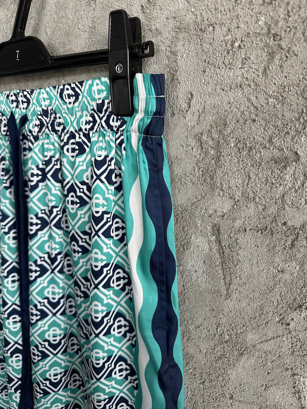 Casa B Exclusive MONOGRAM WAVE SILK PANTS